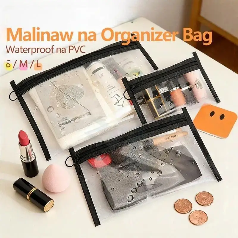 Clear PVC Eco-friendly Waterproof Cosmetic Bag Zippered Toiletry Organizer Pouch for Women Travel Gifting