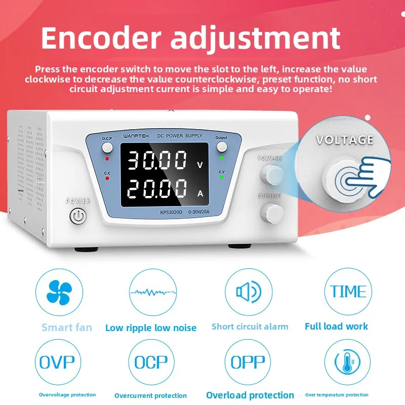 Prueba sólida KPS3020D Fuente de alimentación regulada por CC ajustable de alta potencia 30V20A Envejecimiento de galvanoplastia