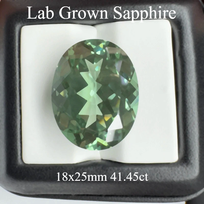 

Lab Grown Sapphire Green Color Oval Cut 18x25mm 41.45ct Charm Gemstones for Gir DIY Jewelry Making with AGL Certificate