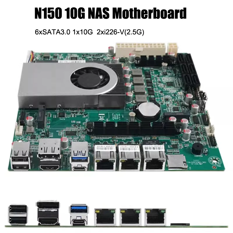 Mini ITX 10G N150 AQC113-B1-C NAS マザーボード DDR5 SO-DIMM 6* SATA3.0 Intel I226 2.5G 17x17CM 2* M.2 DIY NAS ストレージサーバー用