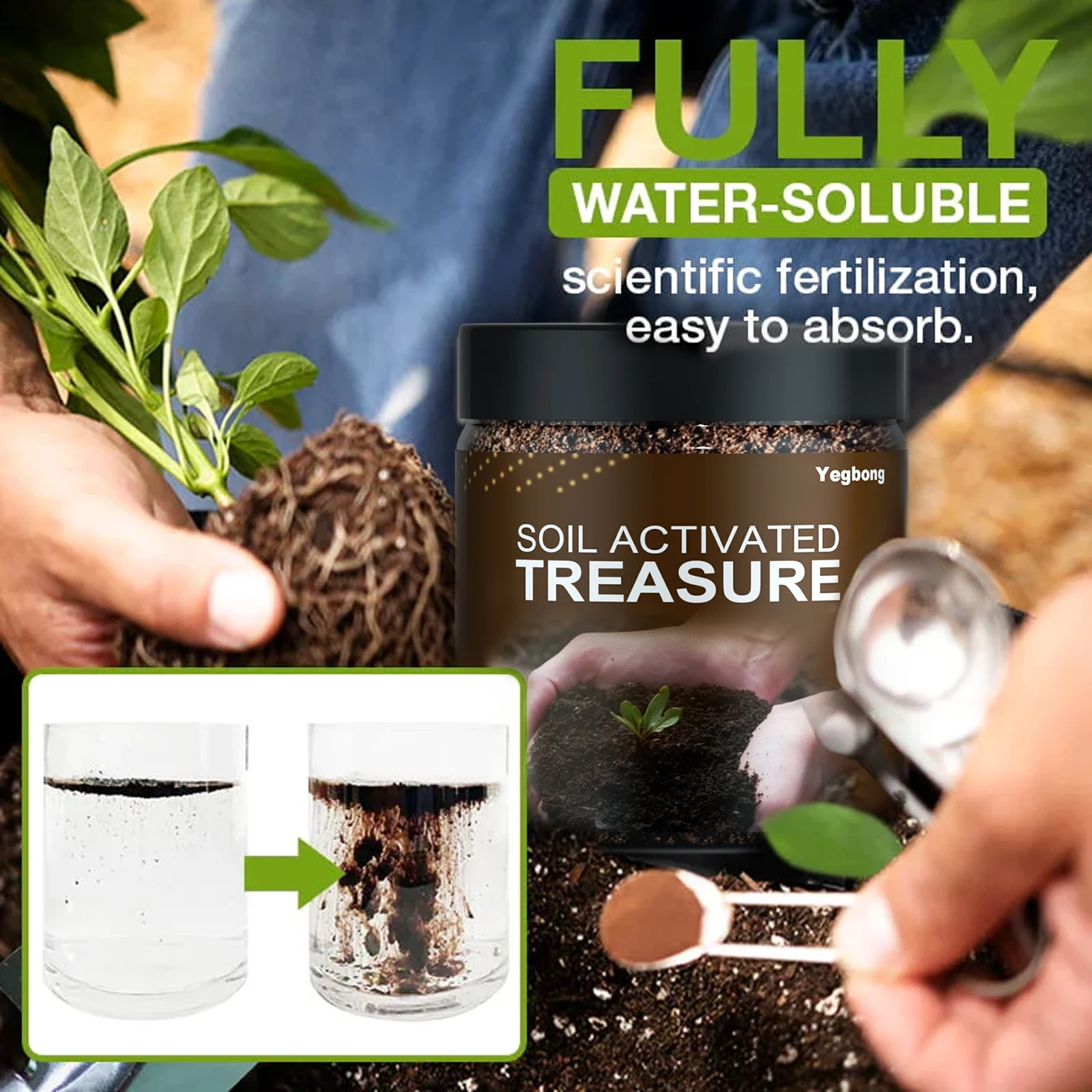 Fertilizante en Polvo para Plantas, Acondicionador de Suelo, Nutriente para el Crecimiento de Plantas, Fertilizante Seguro y Efectivo, Suplemento para el Crecimiento y Enraizamiento Hidropónico