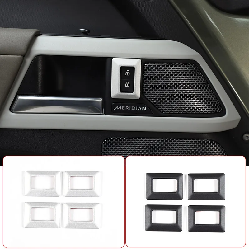 Aluminium Alloy For Land Rover Defender 90 110 2020-2024 Car Door Lock Button Anti Mistake Touch Frame Decorative Accessories