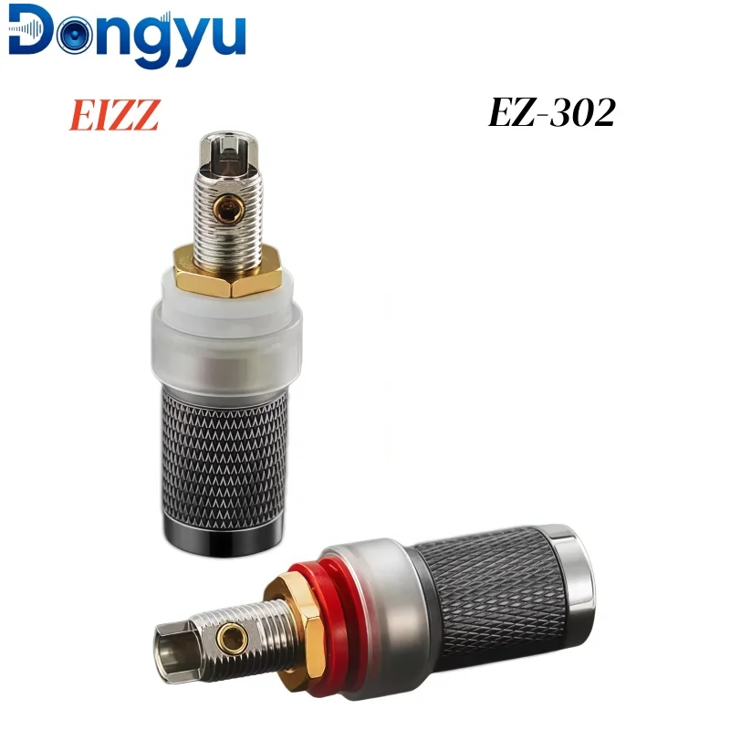 EIZZ EZ-303A EZ-302 24K Gold Plated Pure Copper Binding Post, Solderless Banana Jack for Tube Amplifier Audio Plug Connector view 3