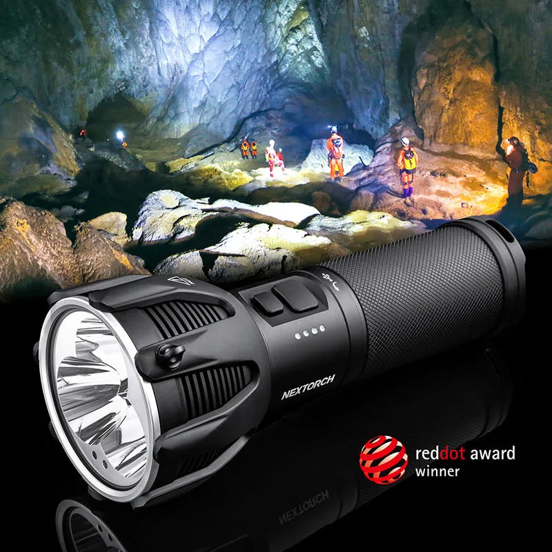 Nextorch Saint Torch 30C High Power Flashlight / SearchLight, 3 LED Sources, 15000 Lumens, 3 4800mAh Fast Rechargeable Battery