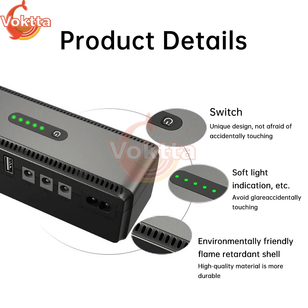 Imagem -04 - Ups Battery Backup Power Supply Monitoramento Óptico Cat Fonte de Alimentação Ininterrupta ue dc 8800mah 10400mah 5v 9v 12v