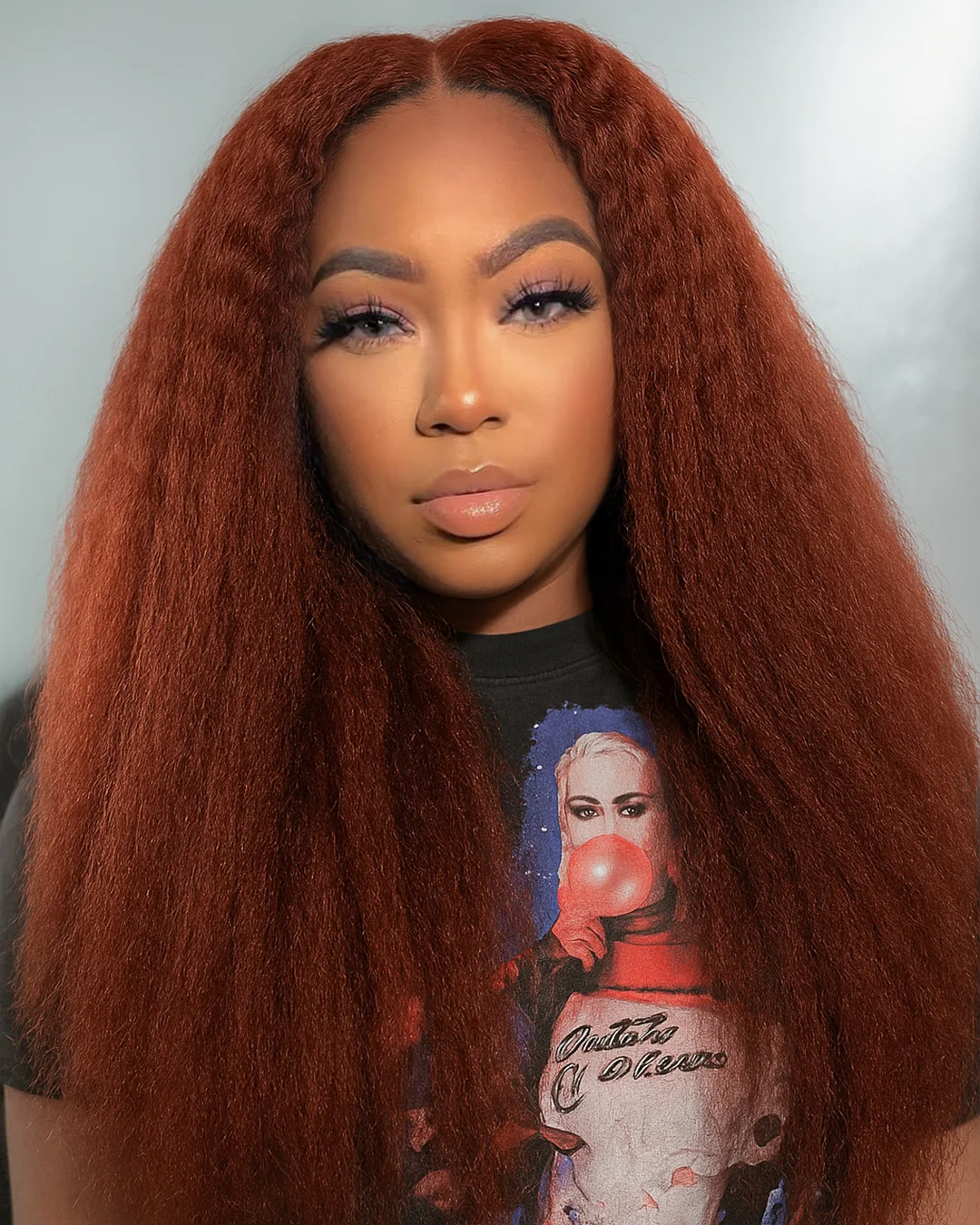 البني المحمر ياكي غريب شعر طبيعي مفرود شعر مستعار 13x4 قبل قطع الدانتيل الجبهة غلويليس قبل قطعها شعر مستعار طبيعي