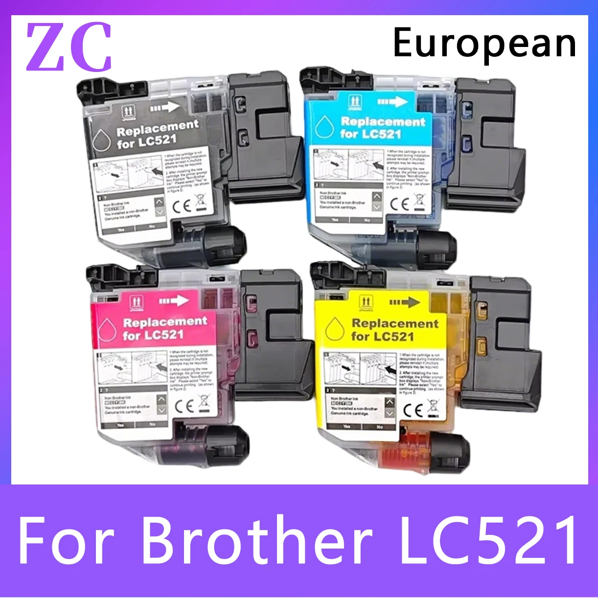

LC521 LC-521 ink cartridge suitable For Brother DCP-J1260W DCP-J1310DW DCP-J1313DW DCP-J1360DW J1460DW Printer