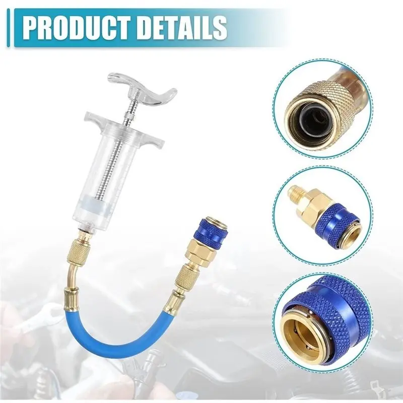 Best-Selling Car A/C Oil And Dye Injector With R-134A Low Side Quick Coupler Adapter 1/4 SAE,Explosion-Proof Refrigerant