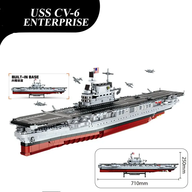 FC4206 Military Battleship Series Missouri Battleship Crusier Model Building Blocks Bismarck Cruiser Boat Bricks Toys  Gifts
