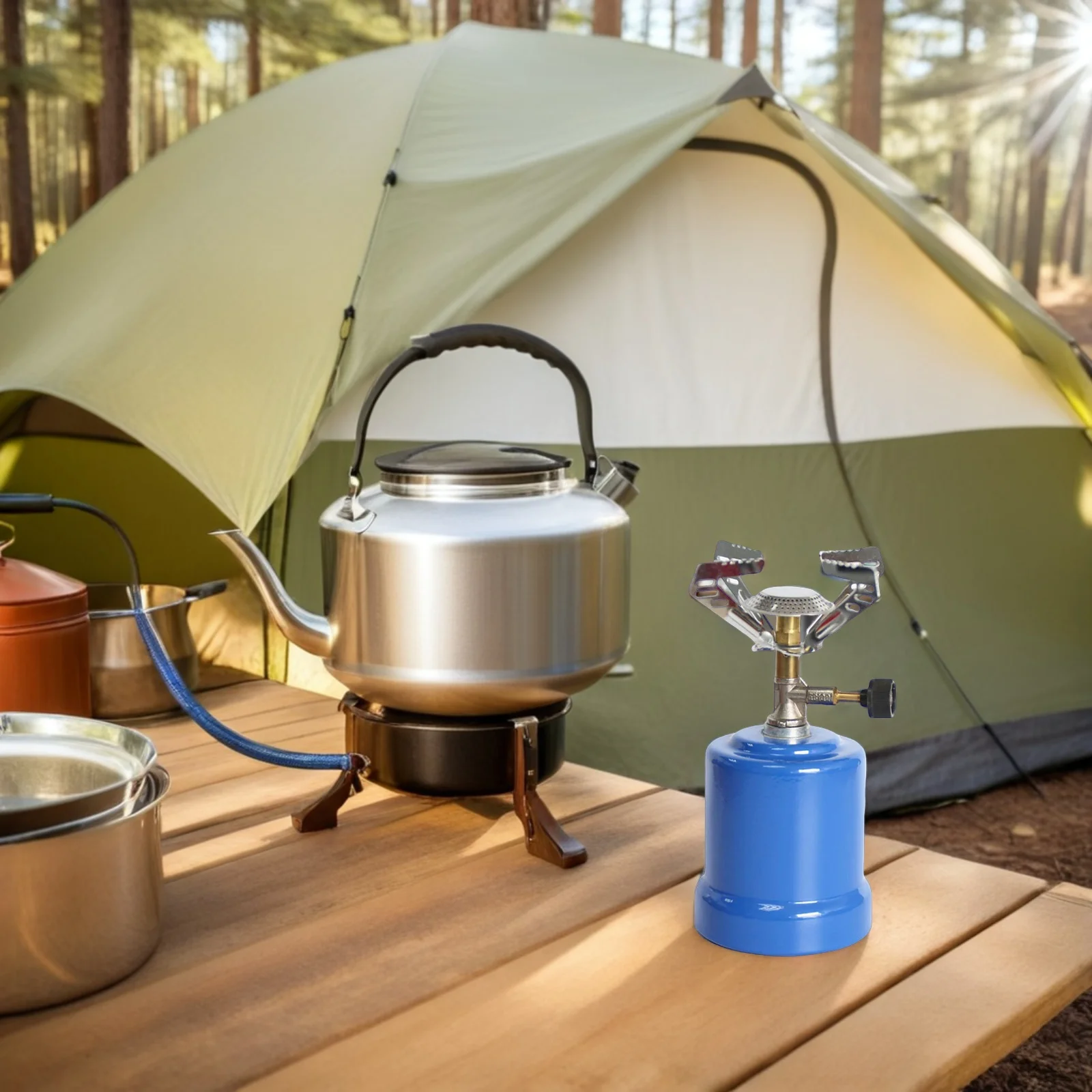 

Efficient Portable Outdoor Stove Camping Gas Burner Lightweight Stainless Steel Cooker for Travel Hiking Cooking Adventure Gear