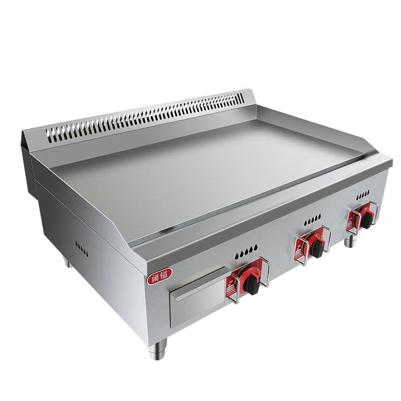 Large Gas Griddle Commercial Hand-Grasp Pancake American Burger Teppanyaki Equipment Grilled Cold Noodle