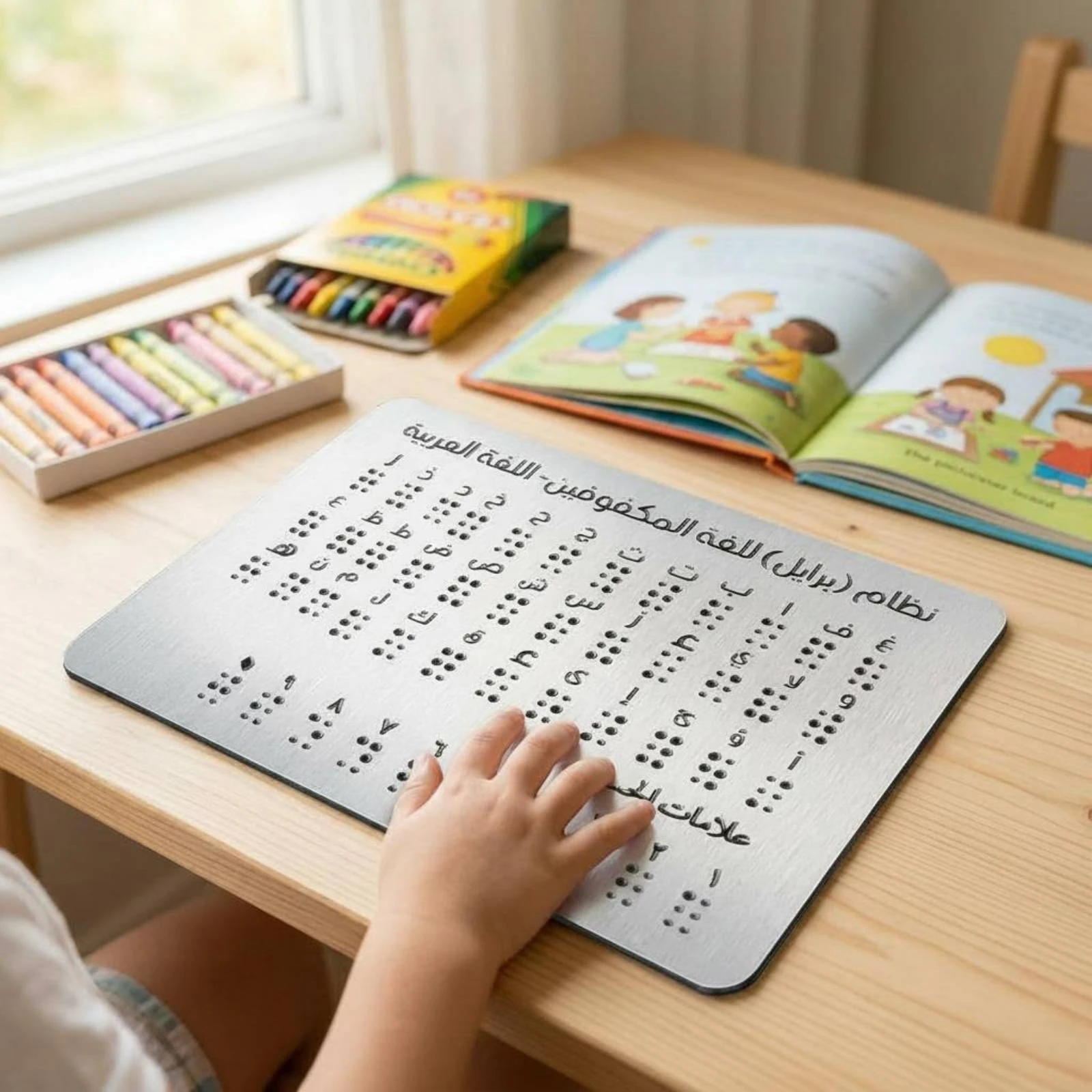 Tactile Braille Learning Board Rigid Portable Metal Braille Board School Aid Sturdy Accurate Engraving