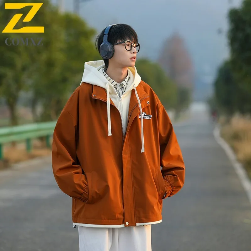 

COMXZ Baseball Fashion Male Jacket New Hooded Collar Adventure Lightweight Windbreaker Outdoor Casual Versatile Autumn Coat