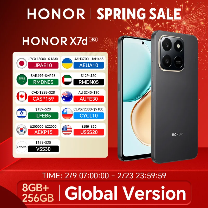 Global Version HONOR X7d 8GB+256GB Snapdragon 685 6.77'' 120Hz TFTLCD Screen 108M Main Camera 6500mAh 35W Supercharge