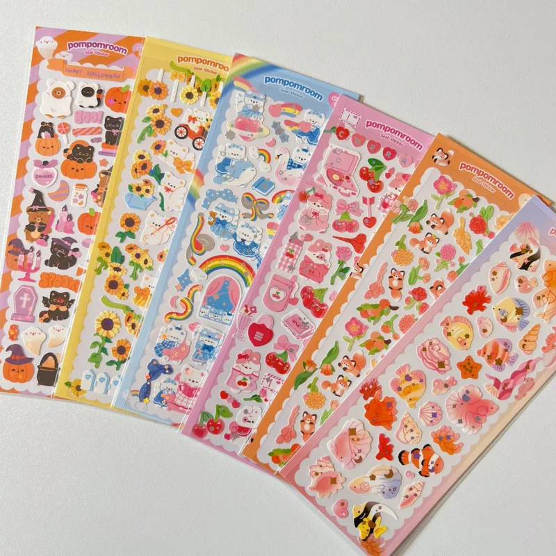 6Pcs/Pack Cartoon Fantasy Wonderful House Series Decorative Stickers Cartoon Sticker DIY Cute Kpop Korean Stationery Supplies