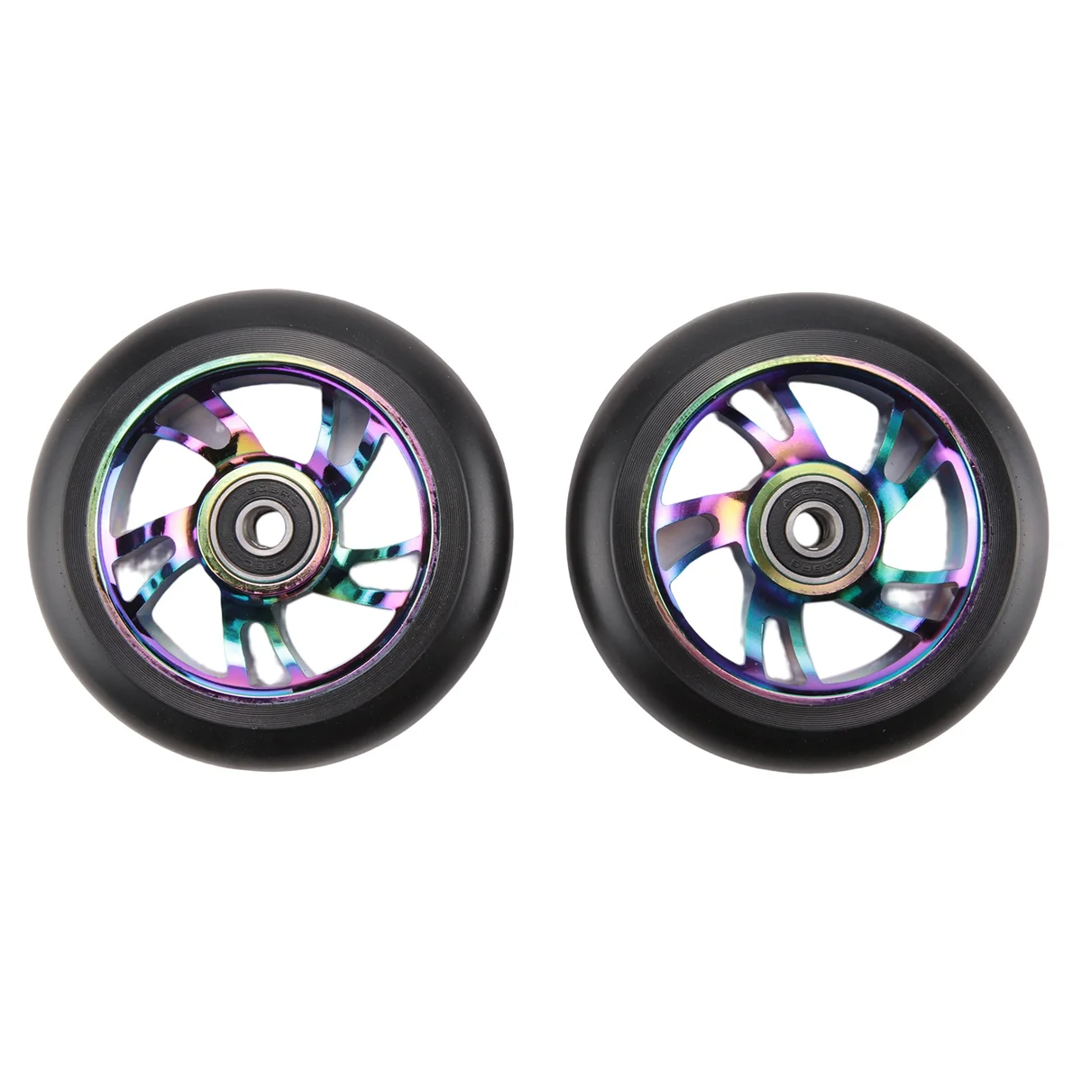 A03V 2 Pcs 100Mm Scooter Replacement Wheels with Bearing Stunt Scooter Pu Wheels for Rocking Cars, Extreme Cars, Scooters