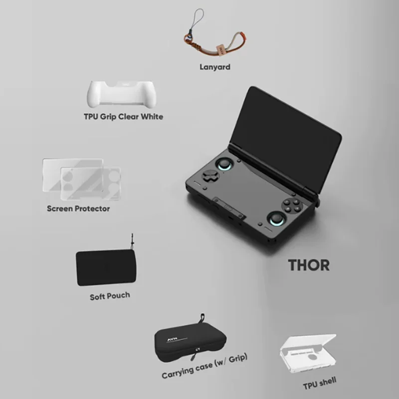 AYN THOR Funda Protectora de Doble Pantalla Abatible para Dispositivo de Juegos Accesorios Bolsa de Almacenamiento Cordón Bolsa Suave para AYN THOR Personalizado 6