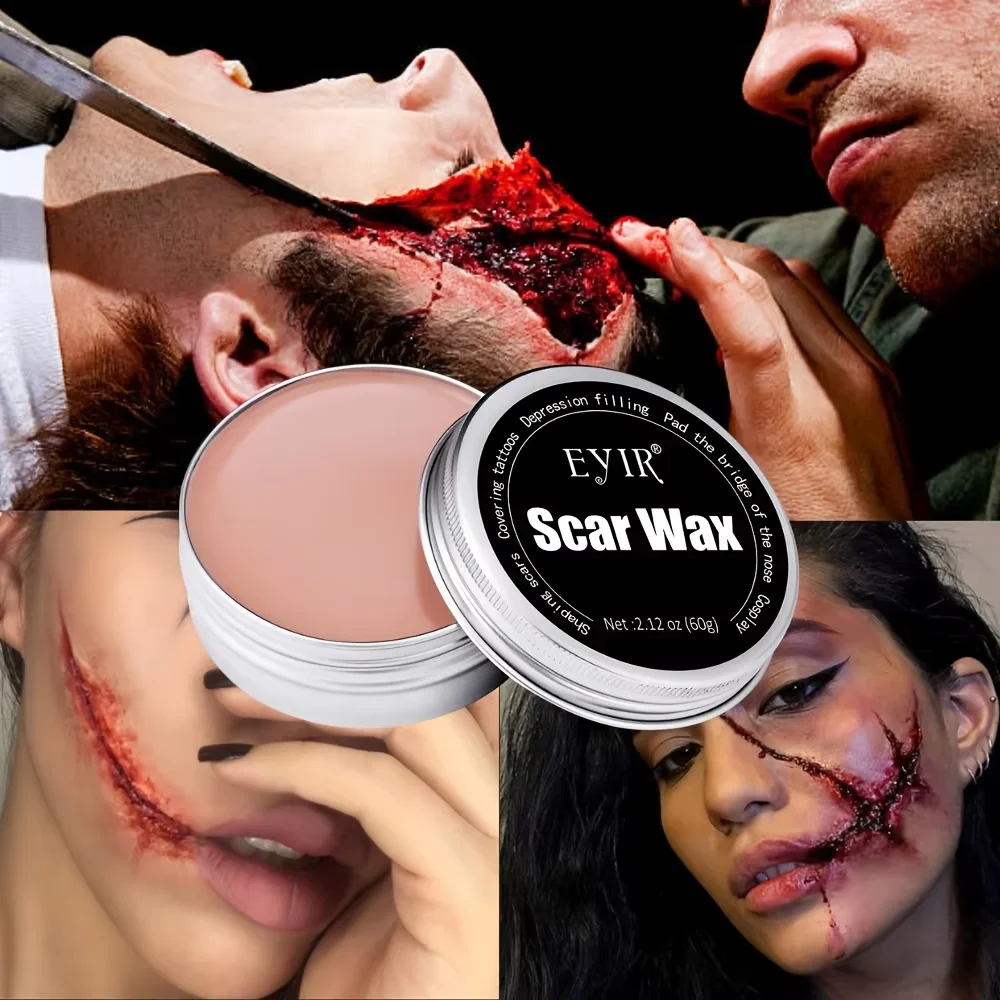 EYIR Halloween SFX Makeup Kit with Scar Wax Fake Blood Scab Gel Sponge Scraper Tool for Cosplay Wound Effects Face Body Art