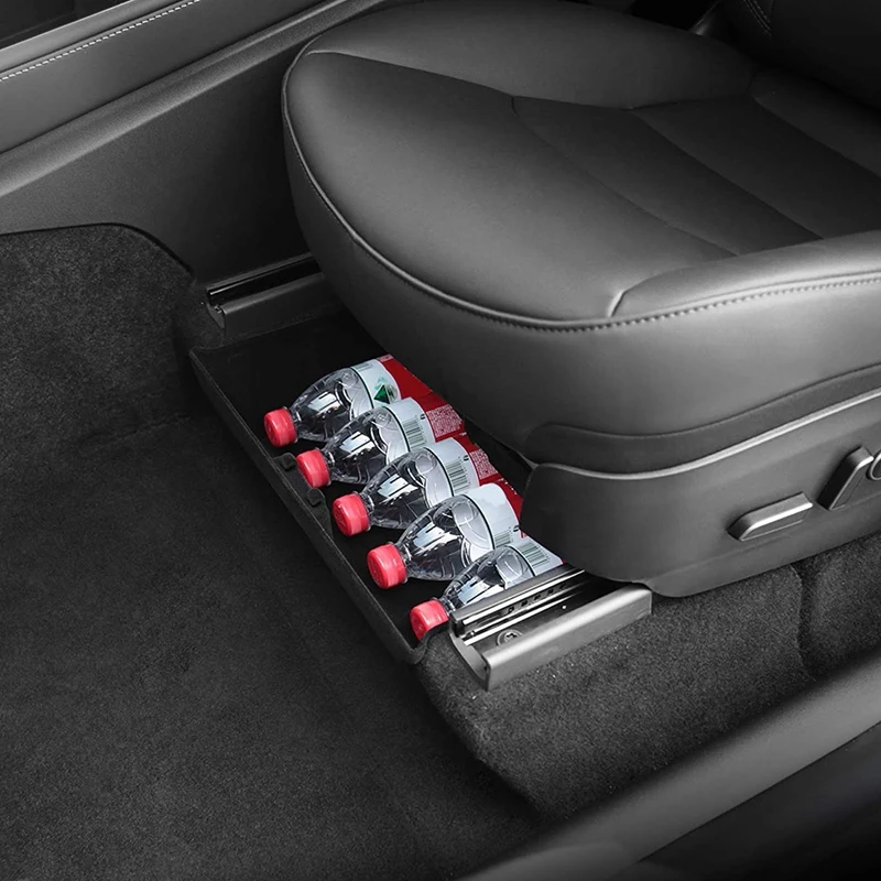 For Tesla Model Y Accessoies Car Under Seat Box Flocking Box Under Front Seat, Flocking