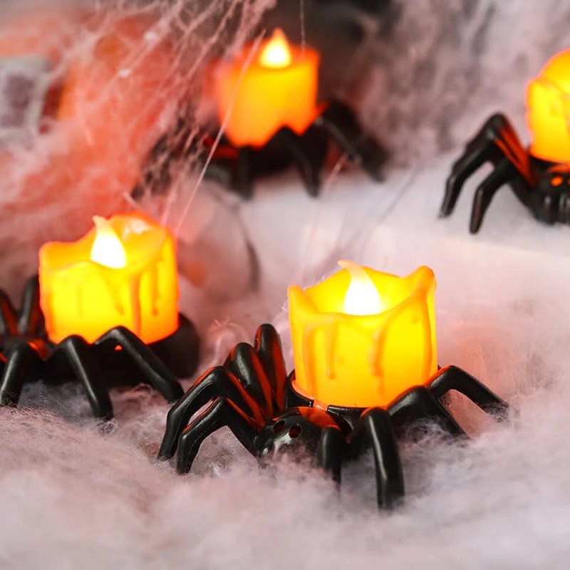 Halloween Decorations LED Candle Light Plastic Spider Pumpkin Lamp for Bar House Halloween Party Decor Horror Props Christmas
