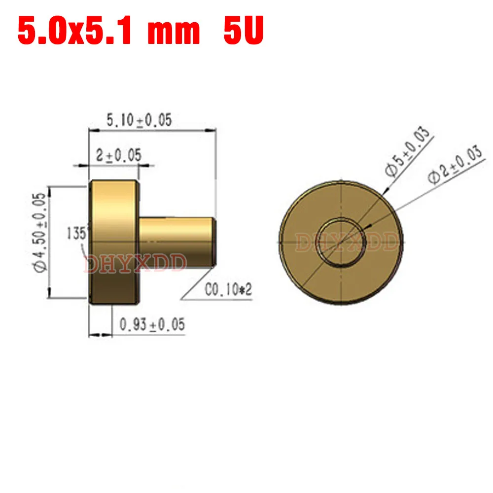 5 sztuk 5.0X5.1 5U zacisk kontaktowy złącze SMD do sprężynowego Pogo Pin okrągły pozłacany solidny mosiężny kołnierz podkładka lutownicza