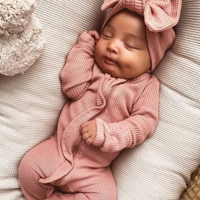 Newborn Baby Coming Home Outfit Girl Boy Zipper Footie Romper Jumpsuit Ruffle Waffle Knit Hospital Coming Home Outfit Clothes AliExpress