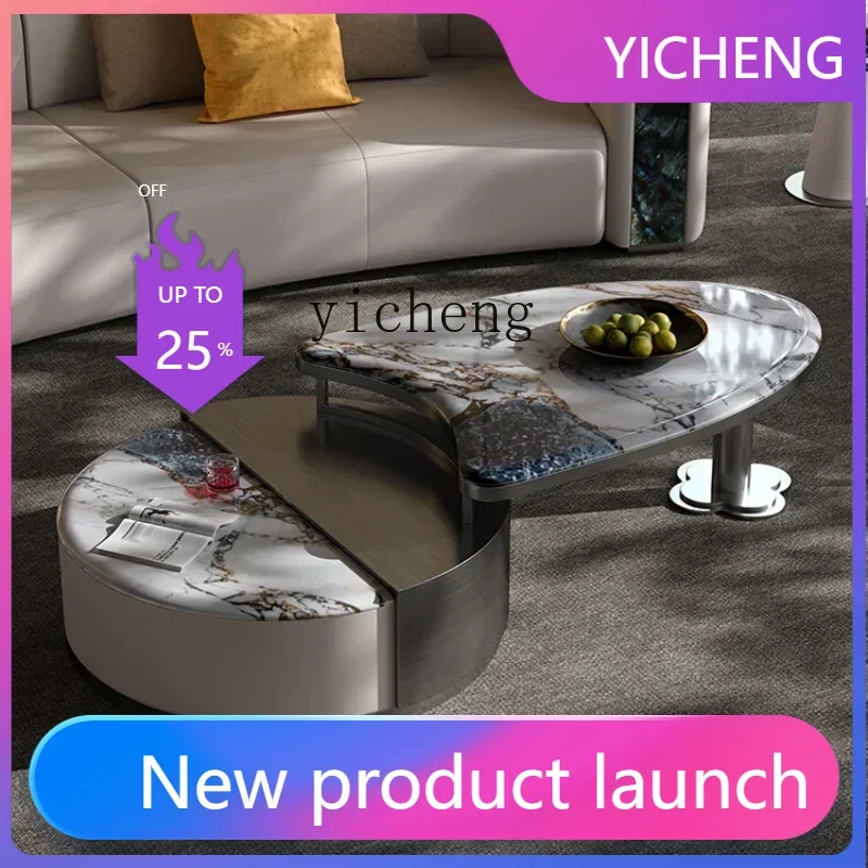 

A3-5Living Room Marble Multi-Function Rotating Storage Modern Light Luxury Tea Table Combination