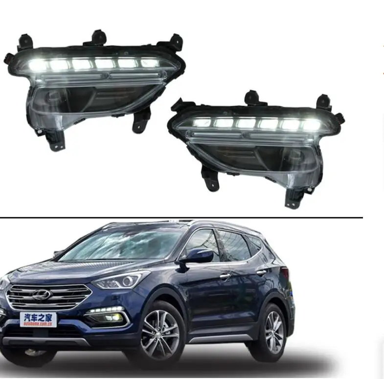 car bumper santa Fe headlight for Hyundai IX45 daytime light 2017~2018 car accessories LED headlamp for Hyundai IX45 fog light