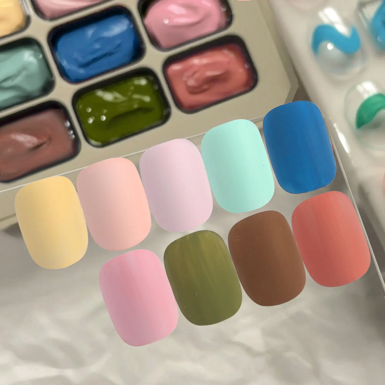 Ovanlee 9-Grid Art Painting Gel Palette – Morandi Color Kit with Creamy Texture, Ideal for 3D Flowers, Petals & Marble Effects, Soak-Off UV Gel Polish