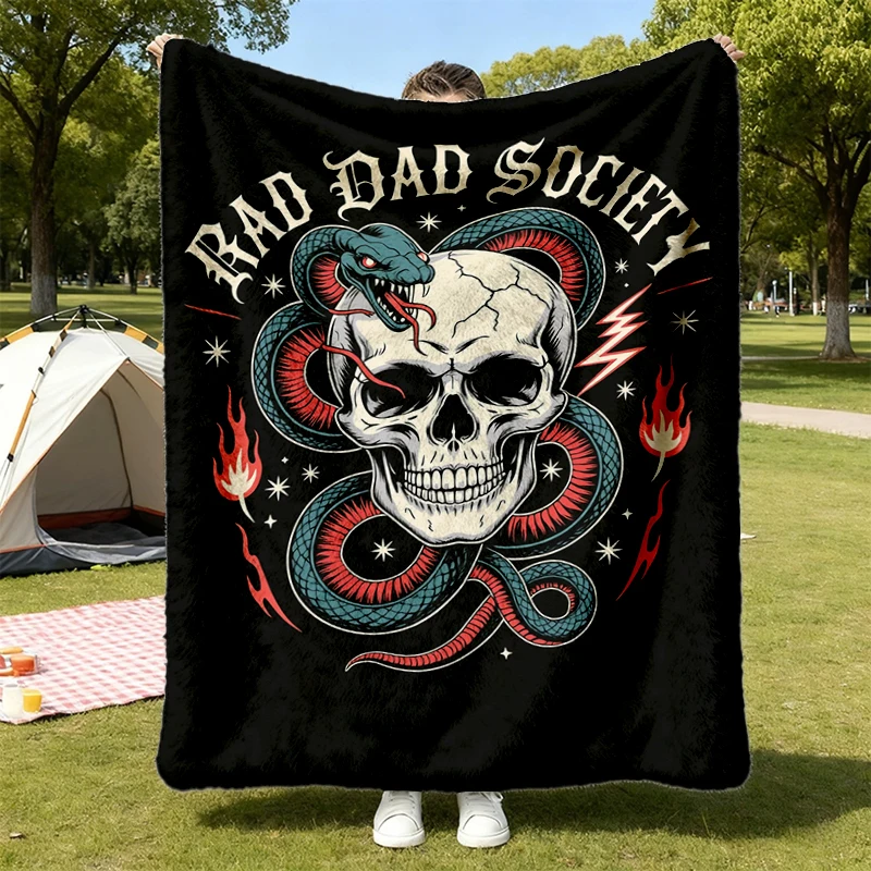 Vintage Colors Rad Dad Society Skull Snake Flannel Blanket Fathers Day Gifts