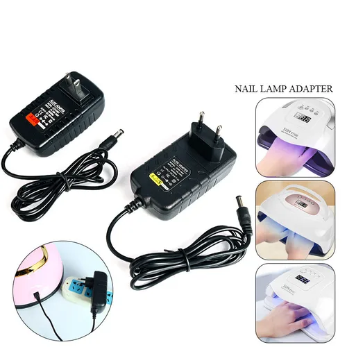 Adaptador de fuente de alimentación DC 24V 2A, enchufe estadounidense y europeo para lámpara de luz LED UV, cargador secador de uñas, adaptador de 1,2 M, enchufe para secador de uñas, herramienta para manicura