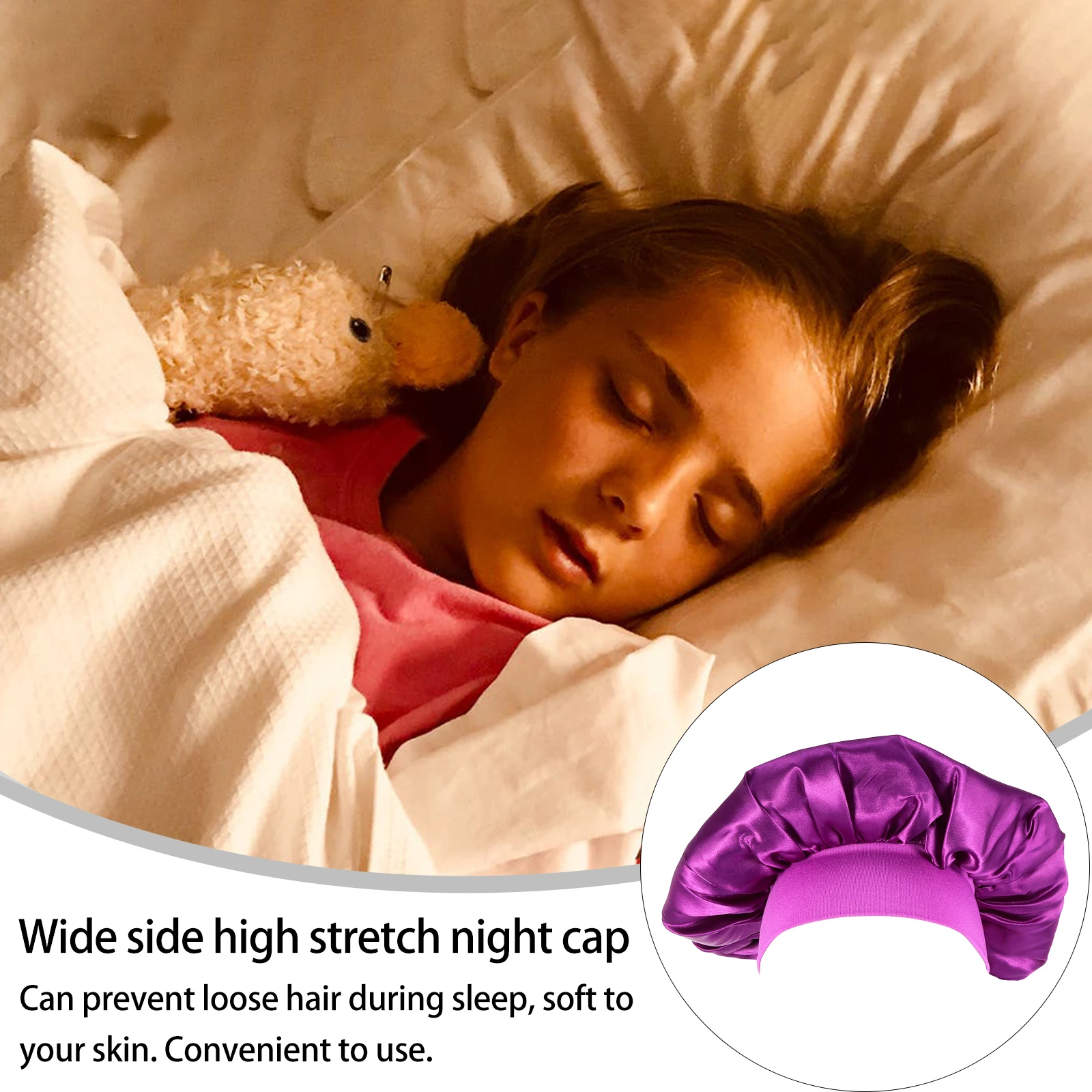 

1Pcs High Elastic Wide Band Sleep Cap Durable Night Sleep Hat Women Hair Protection Night Sleeping Cover Sleeping Cap