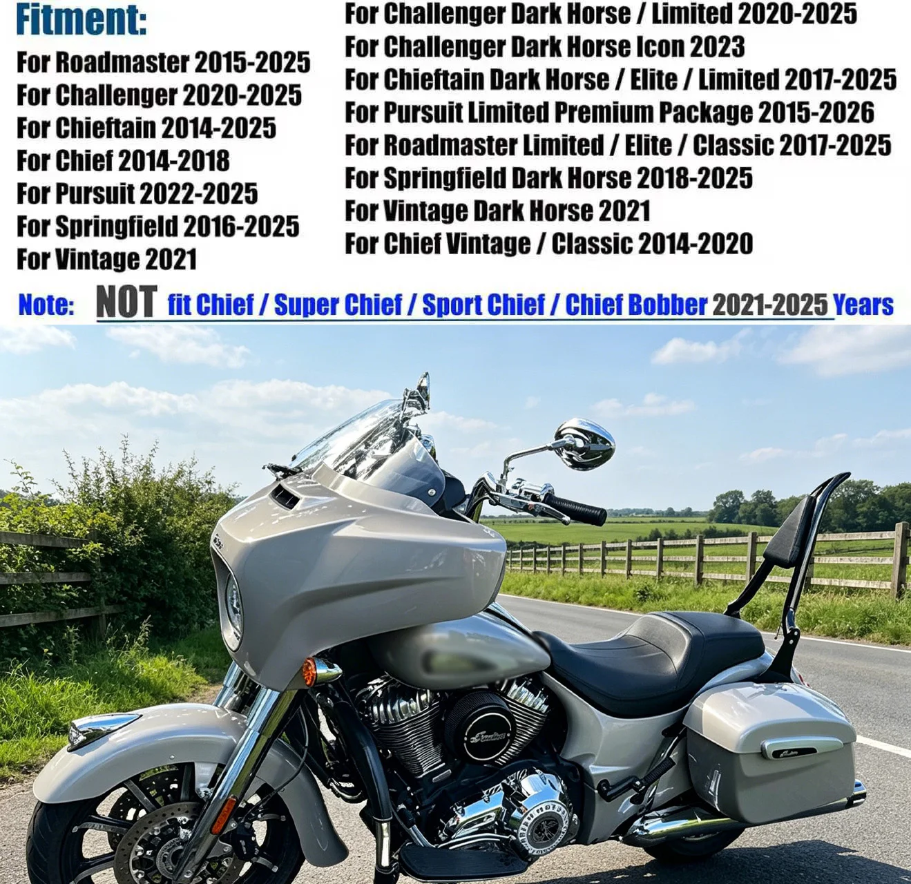 Passenger Back Rest Sissybar For Indian Chieftain Roadmaster Springfield Challenger 2014-2025 Motorcycle Rear Backrest Sissy Bar
