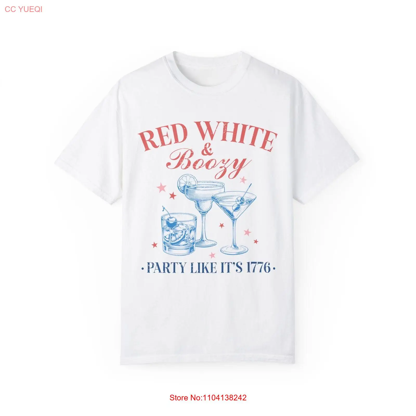 Red White and Boozy Unisex Garment-Dyed T-shirt