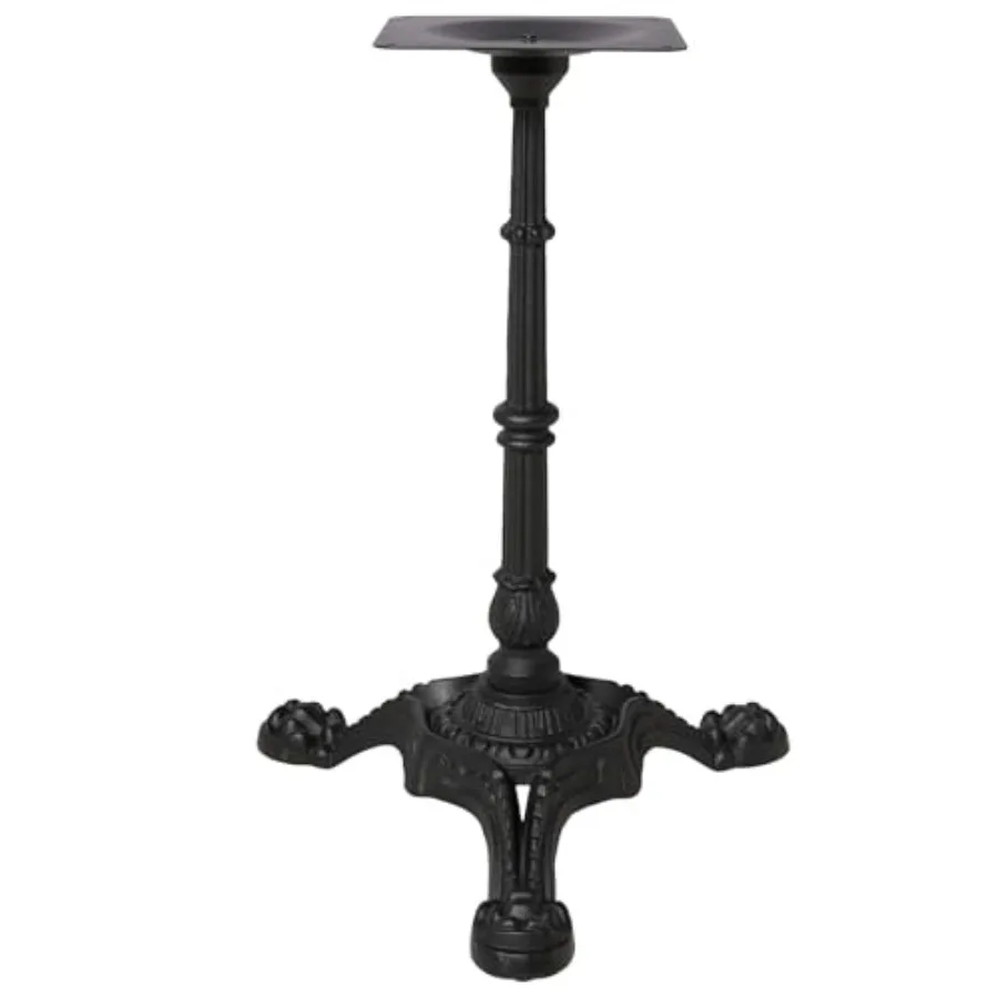 Vintage self-stabilizing table base for dining use, cast iron material, black finish, industrial style with 30-inch height and