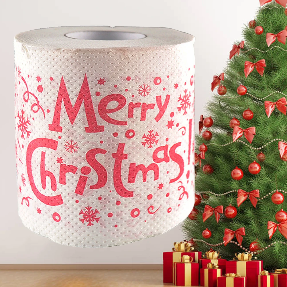 สุขสันต์วันคริสต์มาสกระดาษชำระม้วนพิมพ์ไม่ซีดจางปลอดภัยถูกสุขลักษณะนุ่มสบายใช้กระดาษทิชชูโต๊ะห้องน้ำบ้าน