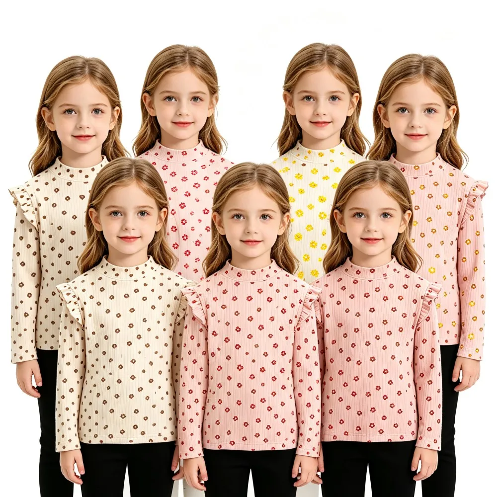 Autumn Baby Girls T-Shirt Long Sleeve Spring Kids Turtleneck Bottoming TShirts for Children Girl Tops Clothes Baser Layer Tops