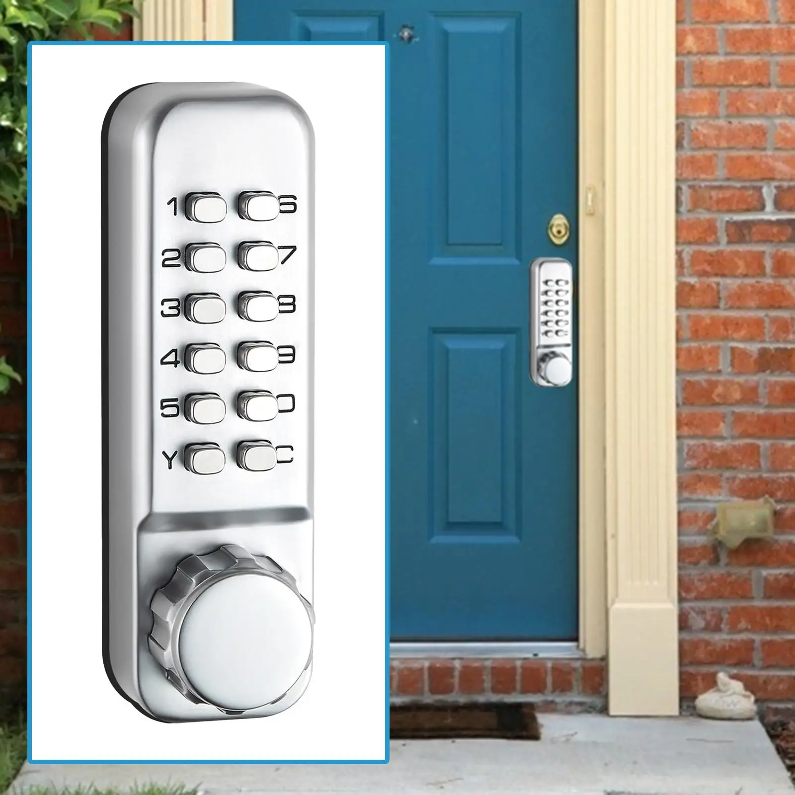 Password Push Button Door Latch Lock Code Combination Access Mechanical Keyless Doorknob Right Left Hand