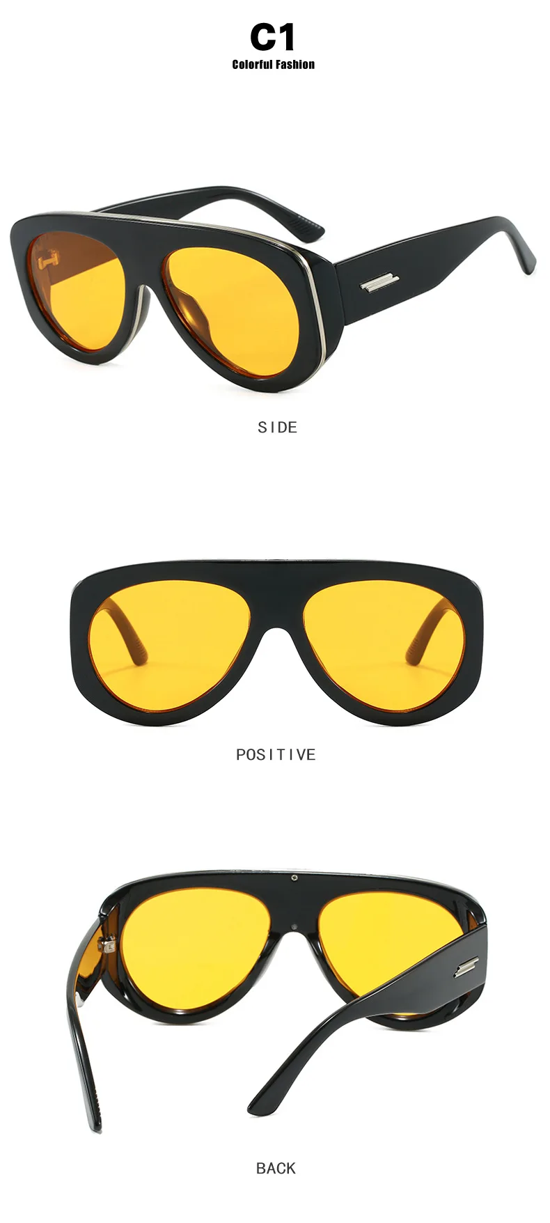 Mode Pilot Sonnenbrille Frauen Marke Designer Neue Große Rahmen Sonnenbrille UV400 Oval Schutz Sonnenbrillen – Detail 4