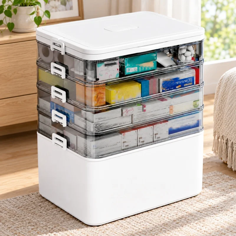 Travel-Friendly Stackable Pill Organizer with Large Sections, Sturdy Build for Everyday Medicine Storage