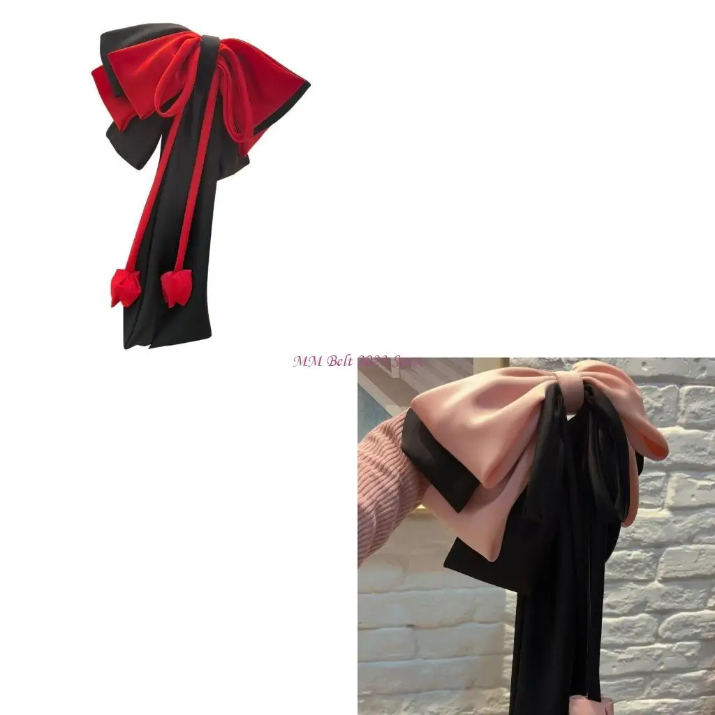 

49ME Big Bowknot Hairpin Soft French Hair Clip Elegant Hairpiece Decoration