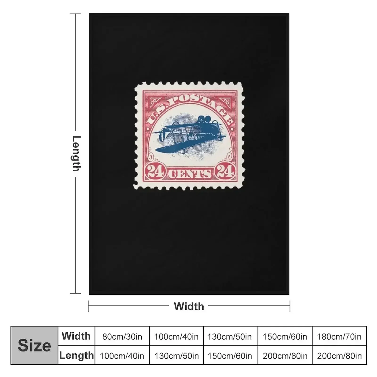 Inverted Jenny Stamps 24 Cent Rare 1918 US Postage Stamp Throw Blanket couch cozy soft plush fuzzy picnic outdoor blanket