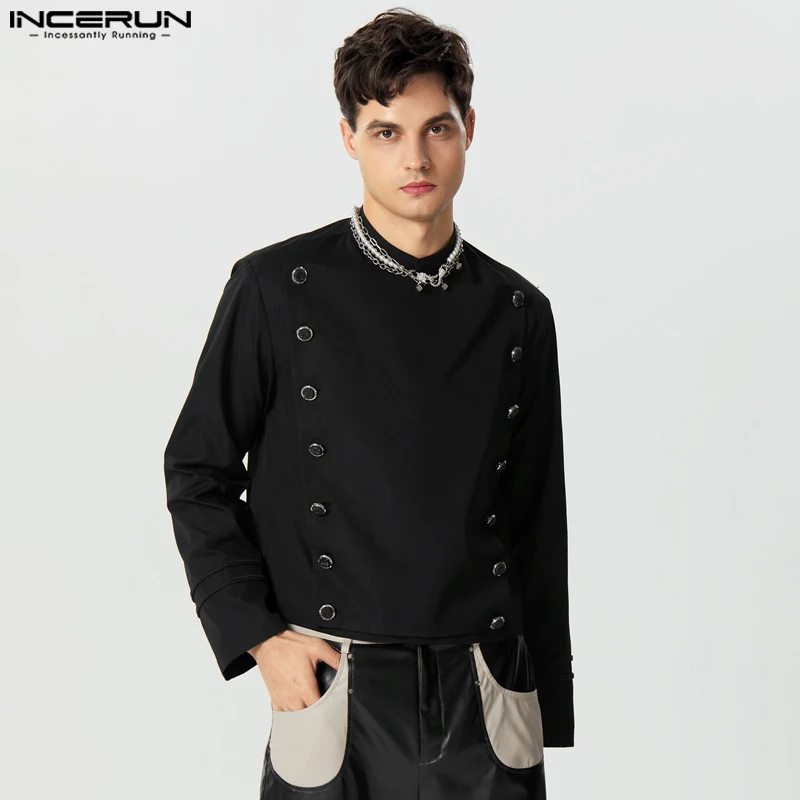 

Stylish Hot Selling Tops INCERUN New Mens Short-style Standing Collar Design Blazer Casual Fashion Long Sleeved Suit Coats S-5XL