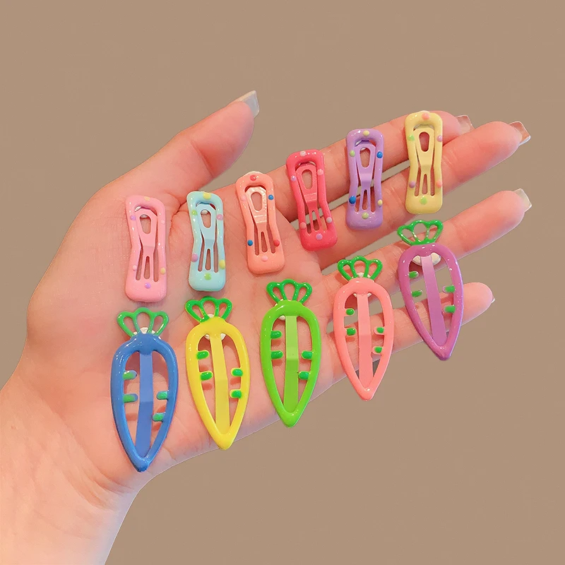 8 Pcs/Set New Children Lovely Color Carrots Shaped Hair Clips Girls Polka Dots Ornament Barrettes Hairpins Kids Hair Accessories