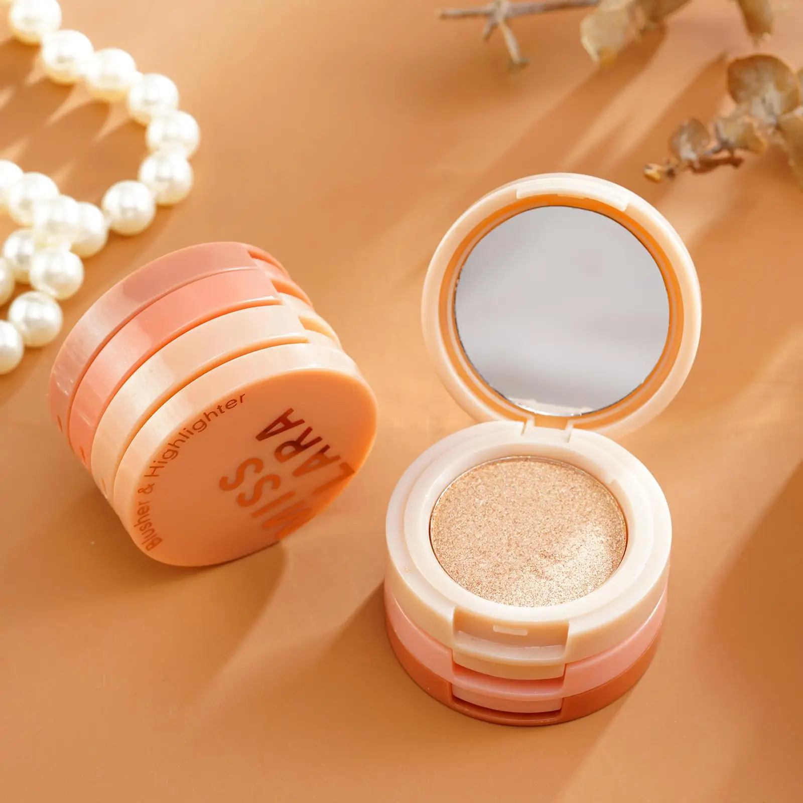 3 Trong 1 Cao Cấp Bột Bảng Viền Bronzer Lấp Lánh Phấn Mắt Trang Điểm Ngọc Trai Hàn Quốc Má Hồng Lâu Mặt Đựng Mỹ Phẩm