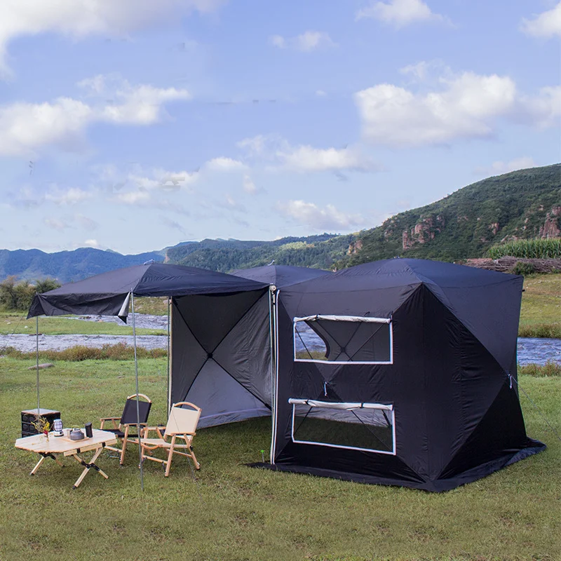 

Ultralarge 200*400*200CM One Hall Two Room Self-driving Tour Rear Tent Camping Fishing Quick Open Sun Shelter Large Gazebo