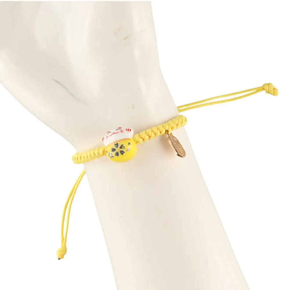 السيراميك القط قلادة Maneki Neko سوار اليدوية اليد حبل أحمر حبل مضفر النمط الصيني مجوهرات اكسسوارات النساء اليد الدائري