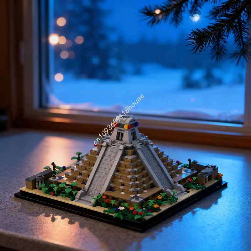 

1870 шт. MOC ацтекский храм, архитектурная модель, строительные блоки, архитектурные игрушки, креативный рождественский подарок, образовательный кирпич на день рождения