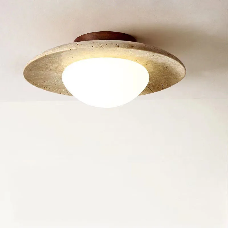 Retro Stone Ceiling Lamp Round Creative Moden Downlight Japanese Style Wood Led Wall Light for Home Corridor Porch Balcony