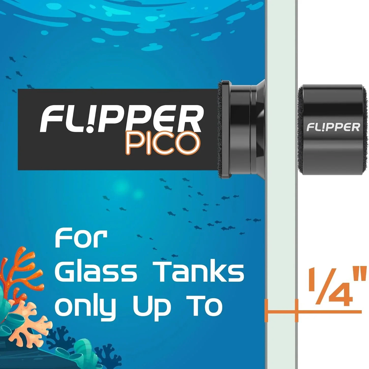 Flipper Pico Black 2 In 1 Dual Sided Aquarium Magnet Algae Cleaner Scrubber Scraper for Small Glass Fish Tanks Up to 6mm